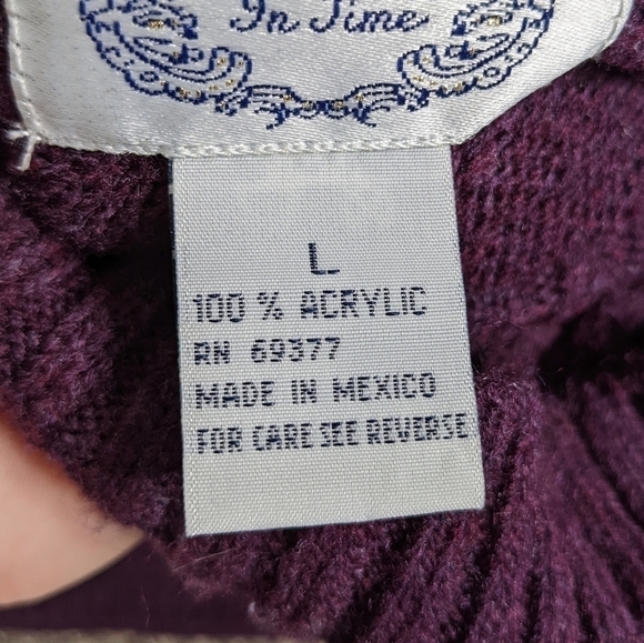 Vintage Stitches In Time purple flower sweater L - Picture 7 of 7